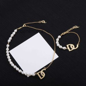 Designer de luxo jóias charme pulseiras jewlery para mulheres colar popular pérola pulseiras e colares presentes de casamento sem caixa ead3