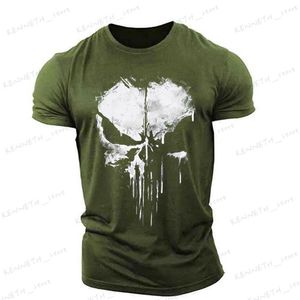 Men's T-Shirts Punisher Skull 3D Printed Men's T-Shirt Harajuku Street Top Fitness Sportswear Stretch Breathable Extra Large Shirt Men Clothing T240126