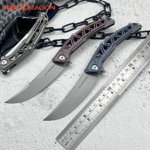 nimoknives fatdragon thebabelポータブルポケット折りた図ナイフCPM-S90VまたはCPM-154ブレードTC4チタンハンドル屋外EDCマルチツール銅フレームセラミックベアリング