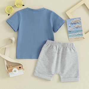 Conjuntos de roupas da criança bebê menino roupas mamas pouco roupa de verão manga curta carta t camisa topos nascidos shorts rolados conjunto