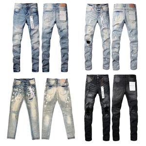 Lila jeans denim byxor mens designer jean män kvinnor svarta byxor retro hög kvalitet smal rak gata kläder casual trender trender staplade baggy hål