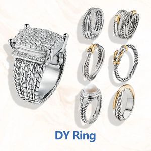 DY Personalized Diamond Wedding Rings for Women 925 Sterling Silver Fashion Luxury Party Designer Jewelry Engagement Gift Men's band dy Twisted Ring