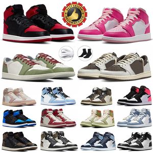 Nike Air Jordan 1 1s Mens Shoes Fierce Pink Black Phantom Olive Travis Scott Jordan1s. Reverse Mocha Black White Jordan1s Panda【code ：L】Travis Scot. Sneakers