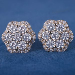 Factory Price S925 Sterling Silver 10k 14k 18k Solid Gold Yellow Iced Out Vvs Moissanite Lab Natural Diamond Stud Earrings