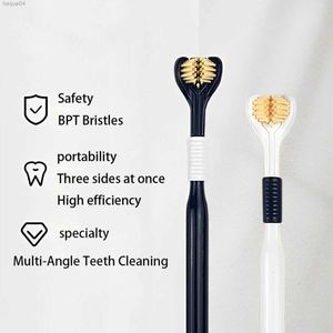 Toothbrush Triple Sided Toothbrush Soft Bristles Tongue Scraping Three Heads U-Shaped Three Sides at Once Triple Cleaning Portable For Home