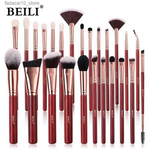 Makeup Brushes Beili Professional Face Makeup Brushes Red Eyeshadow Blush Foundation Makeup Brush Set Goat Hair Blending Pedzle do Makijazu Q240126