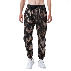 Pantaloni da uomo Leggings con paillettes da uomo Festa di ballo giovanile Moda Casual Pantaloni larghi elasticizzati in vita per uomo Ropa Hombre