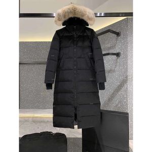 女性のカナダのガチョウジャケット女性パーカー冬のミッドレングス膝のフード付きジャケット厚い暖かいグースコート女性42