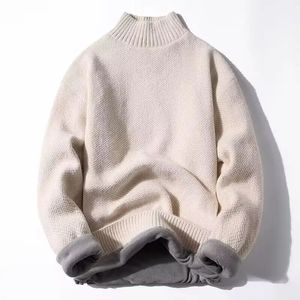 秋の冬のメンズセーターターレネックカラー温かい厚いゆるいプルオーバーニットウェアセーターアンダーシャツの男性用プラスサイズ3xl 240124
