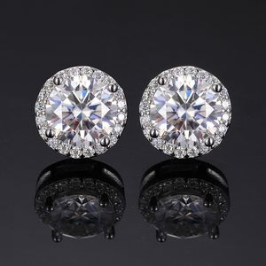 새로운 패션 남성 여성 패션 925 스털링 실버 골드 도금 0.5ct 1ct 2ct moissanite magnetic 스터드 귀걸이 좋은 선물