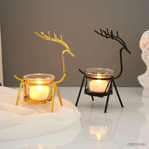 2st Candle Holders Reindeer Candlestick Tea Light Deer Metal Iron Candle Holders To Christmas Wedding Home soffbord Dekor Nyår Noel Gift