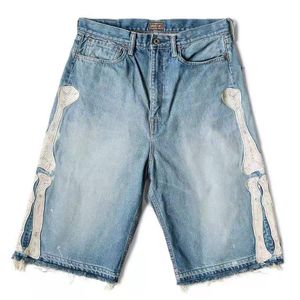 2024 verão shorts homens calças jeans azul escuro moda reta jeans curtos