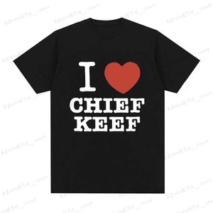 Erkek Tişörtleri Şef Keef T Shirt'i Seviyorum Erkekler Moda Günlük Kısa Kollu T-Shirt Vintage Gotik Büyük Boy Pamuk T-Shirts Hip Hop Sokak Giydirme T240126