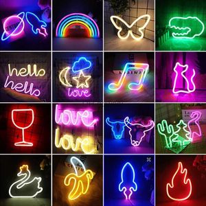 LED Neon Sign Atacado LED Neon Sign Night Light Wall Pendurado Lâmpada de néon para quarto de crianças Home Party Bar Decoração de casamento Presente de Natal YQ240126