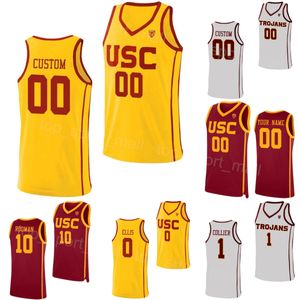 Men Women Kids College Basketball USC Trojans Jerseys 1 Isaiah Collier 5 Boogie Ellis 0 Johnson 24 Joshua Morgan 4 Oziyah Sellers 10 DJ Rodman 22 Arrinten Page Sewing