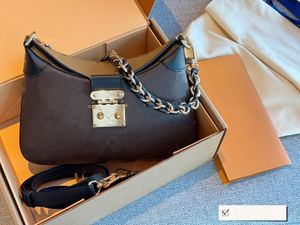 10A Ayna Kalite Tasarımcıları Küçük Twinny Çanta 29cm Kadın Kahverengi Ters Tuval Tut Çantası Lüks Siyah Siyah Cowhide Trims Çanta Çöp Çöp Crossbody Omuz Zinciri