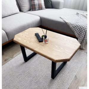 Mobili da soggiorno Tavolino da caffè in legno Mid-Century moderno fatto a mano per soggiorno con gambe a forma di U Consegna a domicilio Giardino di casa Furni Otij4