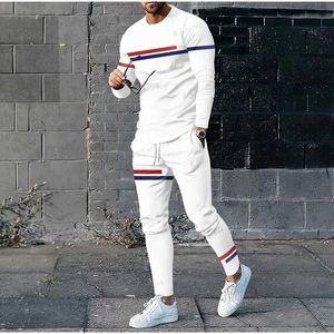 Męskie dresy Trendy designerskie ubrania 3D nadruku nadmierna wielka garnitura Mężczyźni zwykłe spodni z długim rękawem Sport Tracksuit Graphic T Shirts Streetwear Zestawy T240126