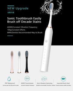 Tandborsteelektrisk tandborste Smart Timing Tandborste USB uppladdningsbara tänder rena blekning sonisk tandborste med ersättningshuvud2401