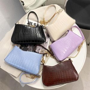 Moda aligator Wzór torby na ramię nieregularny łańcuch torebki pod pachami solidny kolor pu skórzane torebki crossbody torebki 281t