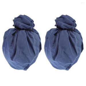 Berets 2pcs Turban Caps Bonnet Cabelo Flor Mulheres Elastic Band Headbands