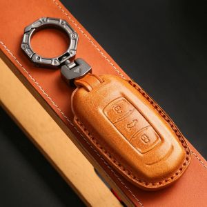Smart Key Cover Fob Leather Case Car Keyring Holder Shell for Geely Atlas NL3 EX7 SUV GT GC9 Emgrand X7 Borui 3 Button Keychain