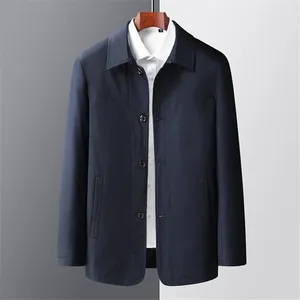 Men's Jackets 2024 Jacket Coat Men Spring Windbreaker Solid Color Fashion Causal Button Male Big Size Khaki Grey Coats