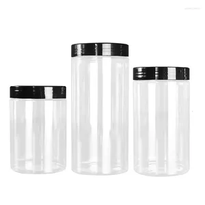 Storage Bottles 12pcs Skincare Facial Cream Jars 68Dia.PET Cosmetic Pot Black Lid Transparent Plastic Empty Wide Mouth Bottle 300ml 400ml