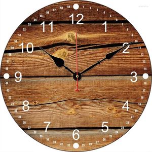 Relógios de parede Relógio de painel de madeira vintage redondo silencioso montado carfts arte decoração para casa quarto sala de estar decoração de escritório