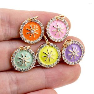 Anhänger Halsketten Neon Charm Sonne Halskette Bunte Emaille Zirkon Runde Schmuck DIY Herstellung Frauen Zubehör Geburtstagsgeschenk für Freund