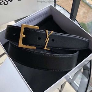 Med Box Saint Laurents YSL Designer Belt för kvinnor Designer äkta läder 3cm bredd Kvinnor Belt S Buckle Womens Midjeband Kvinnors Pin Buckle Belt ingen låda