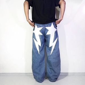 Jeans da uomo Y2k Hip Hop Punk Modello stampato Harajuku streetwear Jeans a gamba dritta Pantaloni slim a vita alta gotici vintage 240124