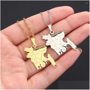 Pendant Necklaces A Bangladesh Map Sier Color/Gold Color For Women Girls Bangladeshi Maps Chains Bengali Jewelry Drop Delivery Dhzjv