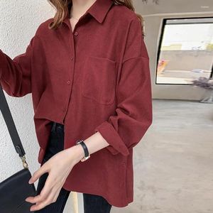 Camicette da donna Top a maniche lunghe Camicia da donna Elegante cardigan monopetto a maniche lunghe con tasca applicata morbida per Ol