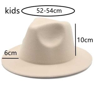 Hüte mit breiter Krempe, Eimerhüte, Kinderhüte, 52 cm, für kleine Kinder, Filz, weiß, schwarz, Wintermütze, Freizeitkleidung, Jungen und Mädchen, Kind, Fedora-Hut, neuer Sombrero, Panama, Hombre 240125