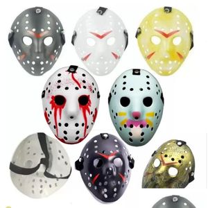 Maski imprezowe 6 Style Fl Face Maski Maski Jason Cosplay Scl Mask vs Friday Horror Hockey Halloween Costume Scary Fy2931 BB1202 Drop Dhsbu