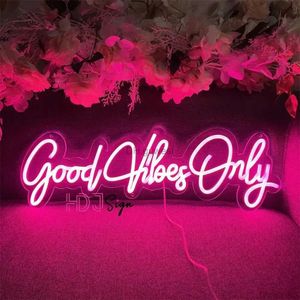 LED Neon Sign Custom Neon Led Sign Good Vibe Only Bedroom Party Decoration Neon Lights Signs USB Party Home Room Wall Decor Neon Lamp YQ240126