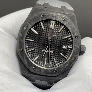Montre de Luxe Mens Watches 40mm 3120自動機械運動鍛造炭素繊維リロジェケースレザーストラップ贅沢な時計