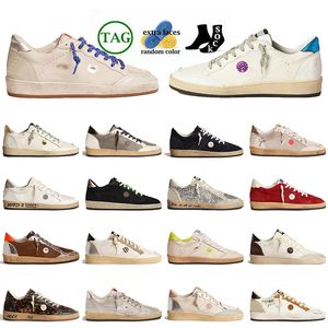 Najwyższej jakości OG Ball Star Women Mens Upper Vintage Srebrny luksusowy ręcznie robiony zamsz skórzane złote brokatowe trenery Włochy Mokiny marki trampki Designerskie buty