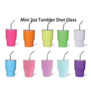 Stainless Steel Insulated Tumblers metal mini 2oz shot glass tumbler with Lids and Straws FY5620 GG0126