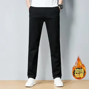 Ternos masculinos calças casuais inverno veludo engrossado versão coreana calças finas juventude cor sólida versátil algodão