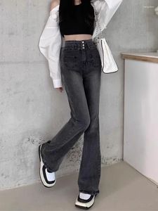 Jeans da donna American Vintage Micro-Pull Donna 2024 Pantaloni scarpa sfilacciata Dimagrante Vita alta Svasato Primavera e Autunno