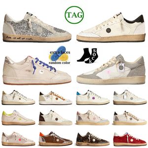 Låg topp OG Fashion Ball Star Designer Casual Shoes Handmade Womens Mens Gold Glitter Suede Leather Italy Brand Trainers Luxury Loafers Upper Silver Vintage