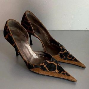 Elbise ayakkabıları leopar seksi yüksek topuklu kadınlar sivri uçlu parti 2024 yaz sığ sandalet pompaları mujer zapatos stilettos