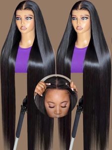 Pre Cut No Glue 13x4 Bone Straight Lace Front Glueless Wig Human Hair Ready To Wear 7X5 Lace Closure Wigs For Women Preplucked 240123