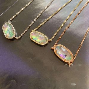 kendrascotts Designer Jewelry Kendras Scotts Necklace New Elisa Minimalist Lilac Rainbow Abalone Shell Necklace with Fashionable Collarbone Chain
