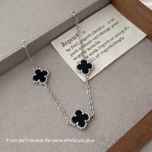 الأصلي 1to1 Van C-A S925 Price Silver Silver High Version Red and Black Abour Four Leaf Clover Bracelet Light Lucky Lucky Grassx0el