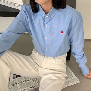 Koszulka damska projektant bluzki moda miłość haftowe litera koszule graficzne swobodny lapa bawełniana koszula z długim rękawem