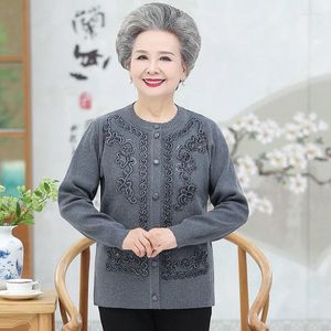 Women's Knits Middle-Aged Elderly Sweaters 2024 Spring Autumn Knitted Cardigan Sweater Coat Elegant Knitwear Female Jacket