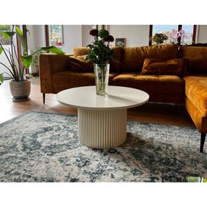 Nowoczesny okrągły drewniany stolik do kawy do salonu - unikalny niski design - Drop dostawa domowe meble ogrodowe - stylowy dodatek do każdego wystroju domu